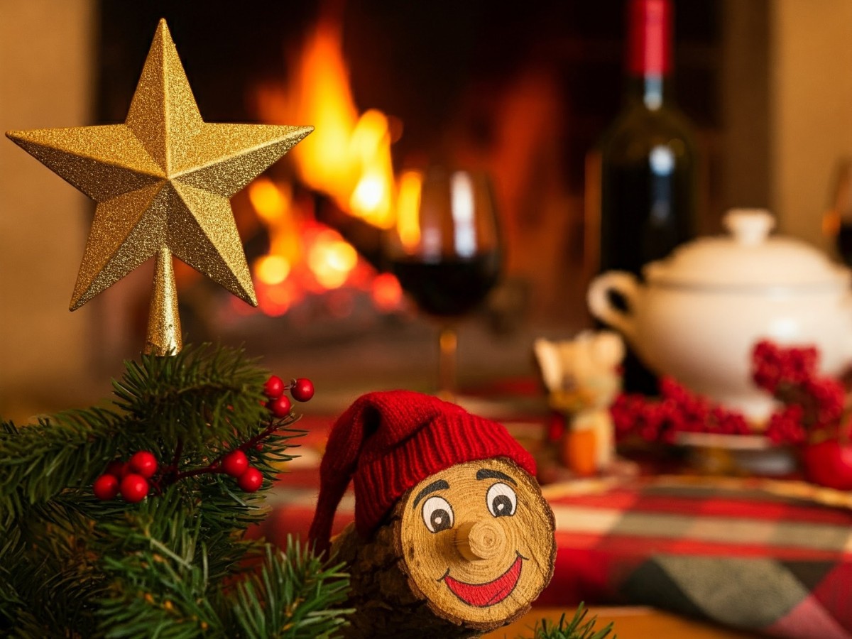 Estrella, tió i taula de Nadal.