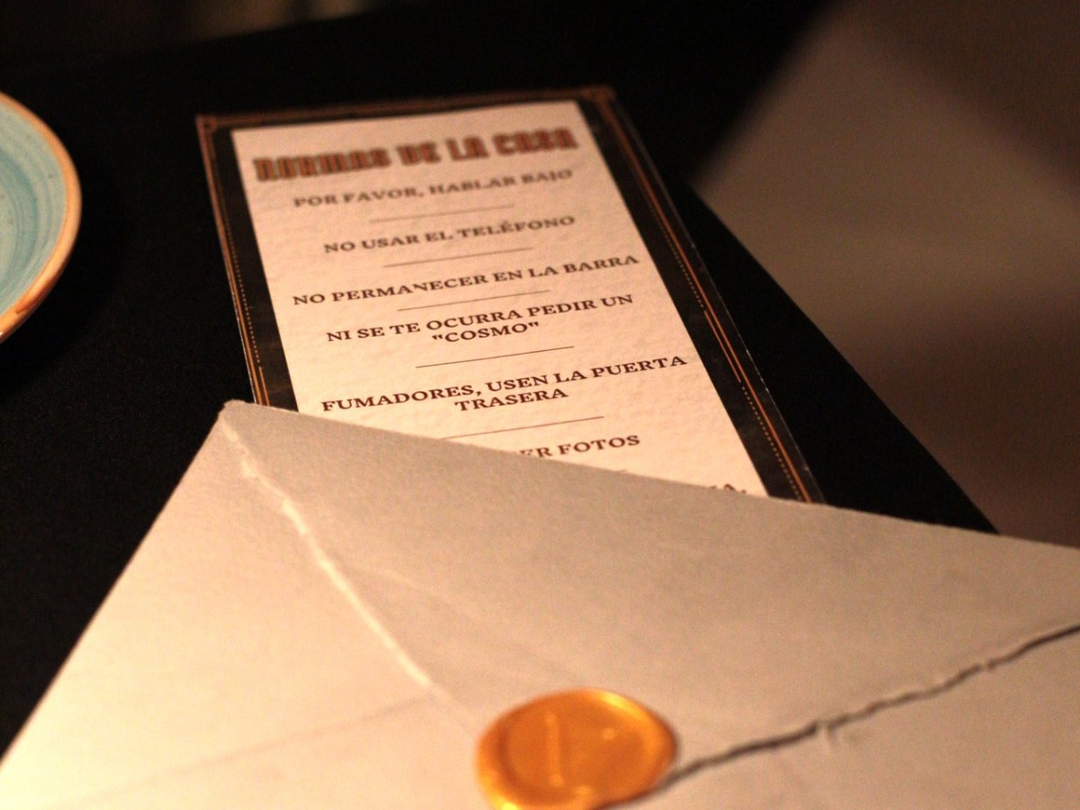 Carta del Vibra Speakeasy.